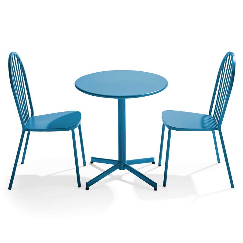 Tavolo da giardino pieghevole da bistrot Ø70 x 72 cm e 2 sedie in metallo