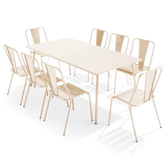 Tavolo da giardino in metallo 180x90 cm e 8 sedie | Oviala