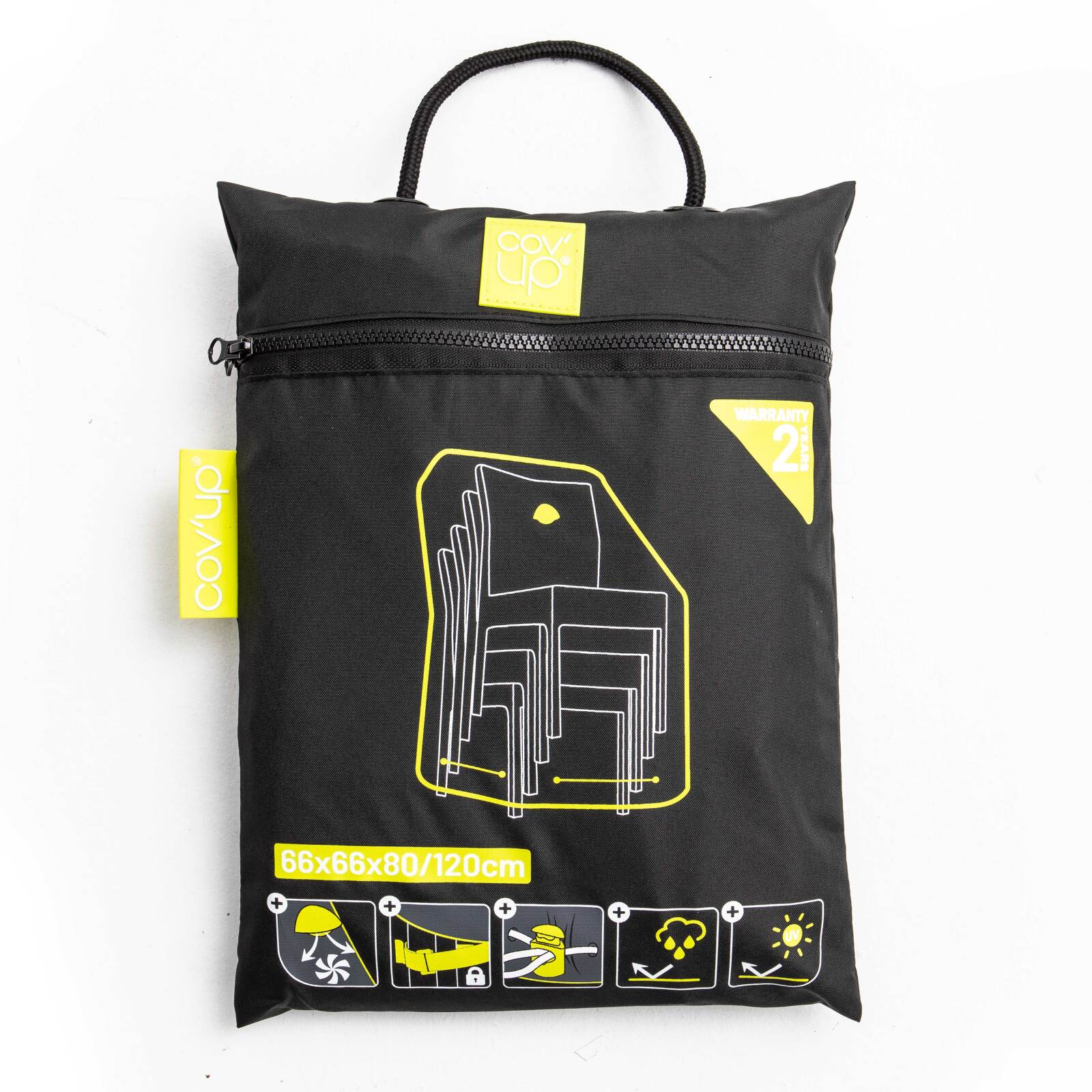 Copertura protettiva per sedie da giardino nere (fino a 4 sedie impilabili)