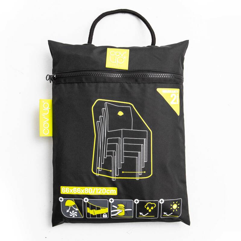 Copertura protettiva per sedie da giardino nere (fino a 4 sedie impilabili)