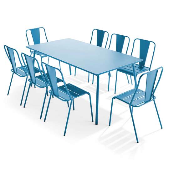 Tavolo da giardino in metallo 180x90 cm e 8 sedie | Oviala