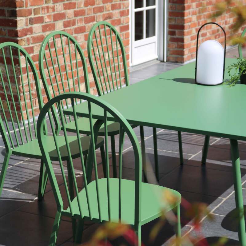 Tavolo da giardino rettangolare 180 x 90 cm e 8 sedie da bistrot in metallo