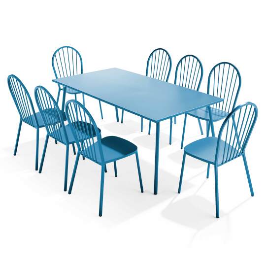 Tavolo da giardino in metallo 180x90 cm e 8 sedie | Oviala