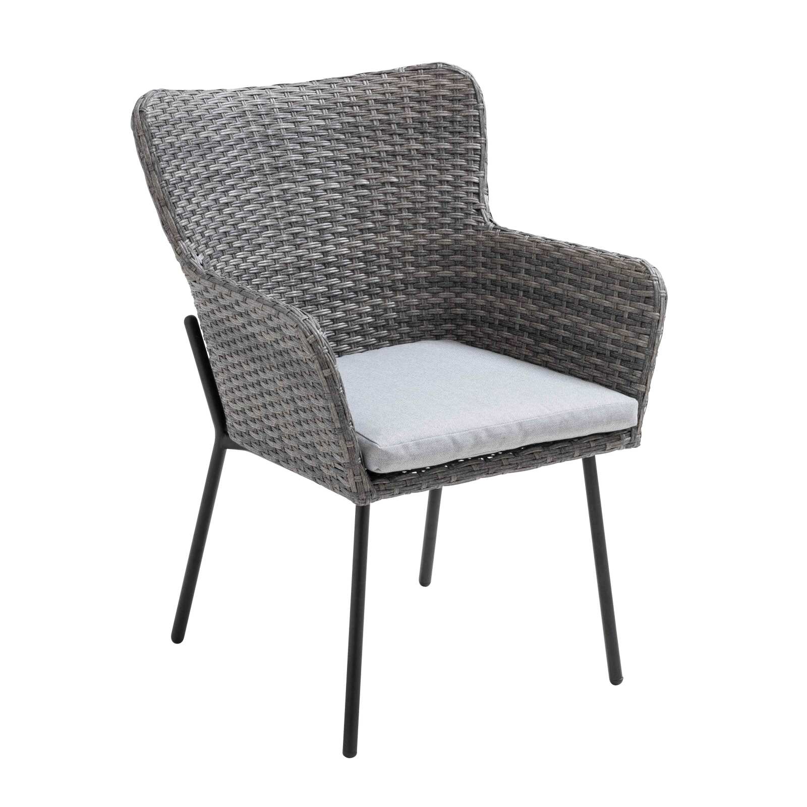 Tavolo da giardino rettangolare 180 x 90 cm e 6 sedie con braccioli in resina intrecciata