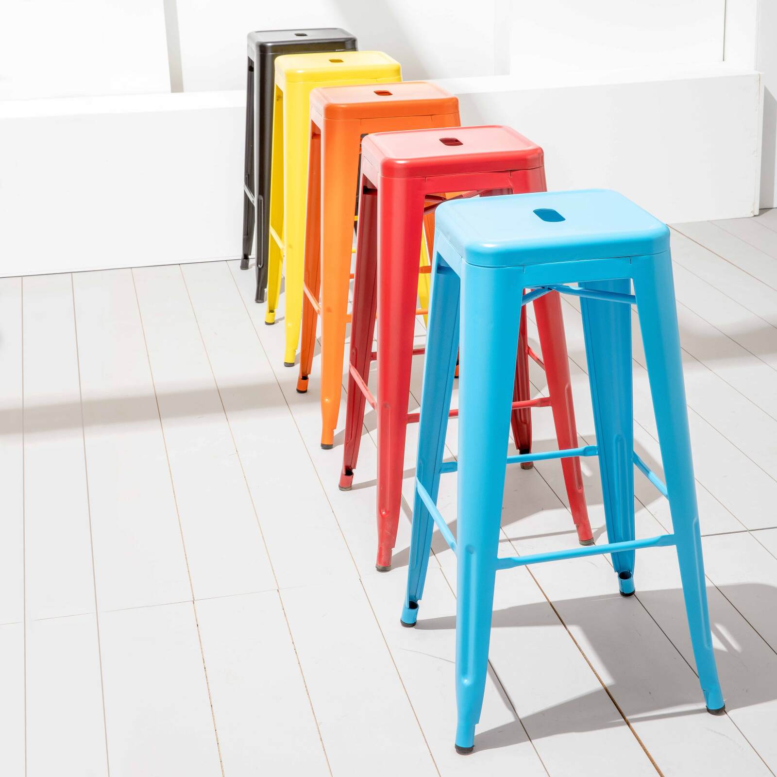 Sgabello da bar in metallo opaco (43 x 43 x 76 cm)