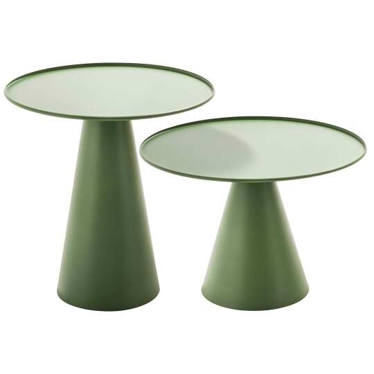 Set di 2 tavolini da giardino rotondi