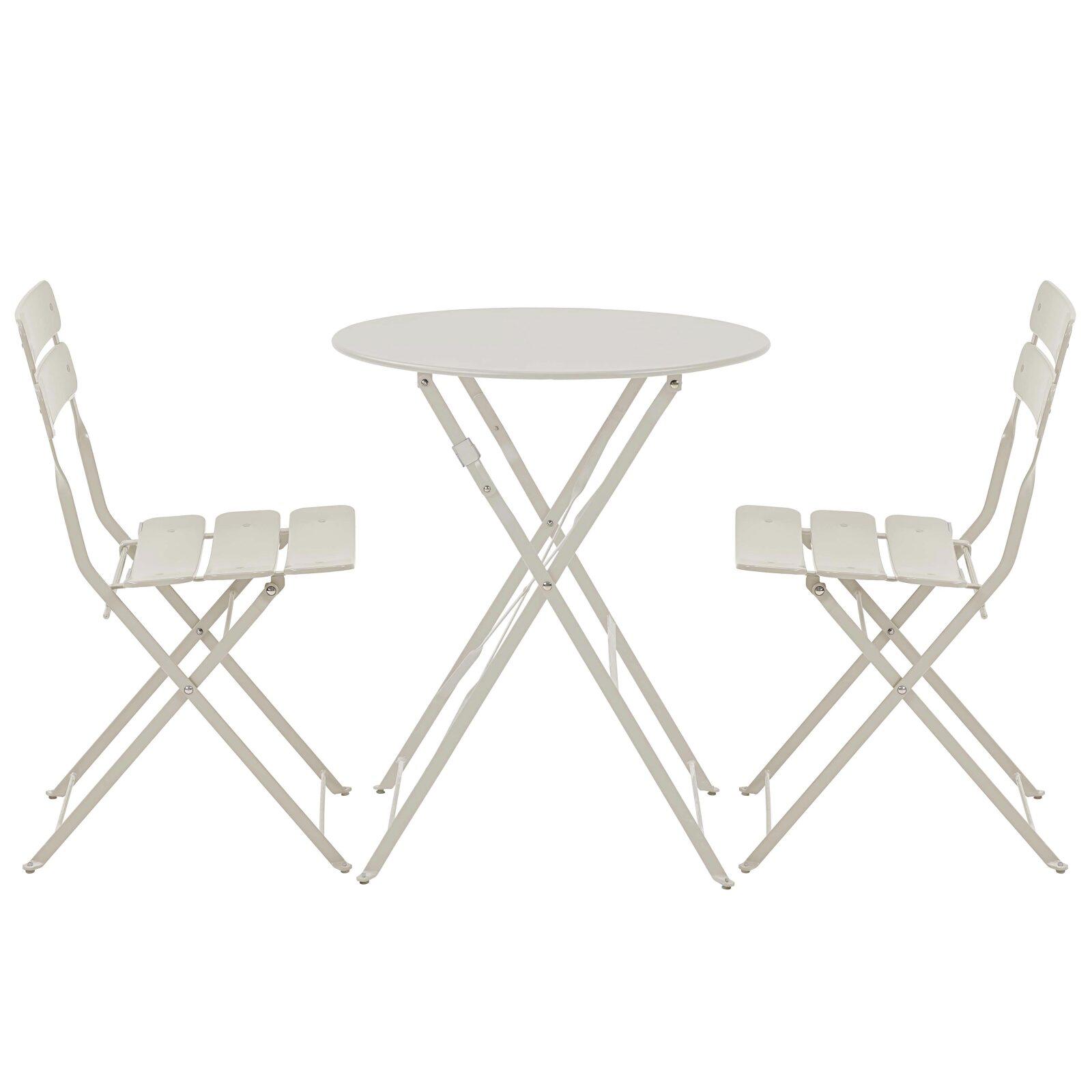 Tavolo da giardino rotondo pieghevole ⌀60 x 72 cm e 2 sedie pieghevoli in metallo