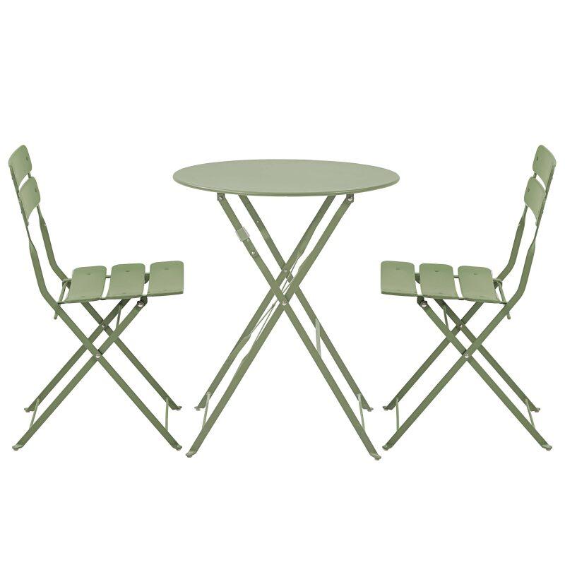 Tavolo da giardino rotondo pieghevole ⌀60 x 72 cm e 2 sedie pieghevoli in metallo