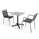 Tavolo inclinabile in laminato 60x60 cm con gamba nera e sedie in metallo