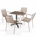 Tavolo inclinabile in laminato 60x60 cm con gamba nera e sedie in metallo