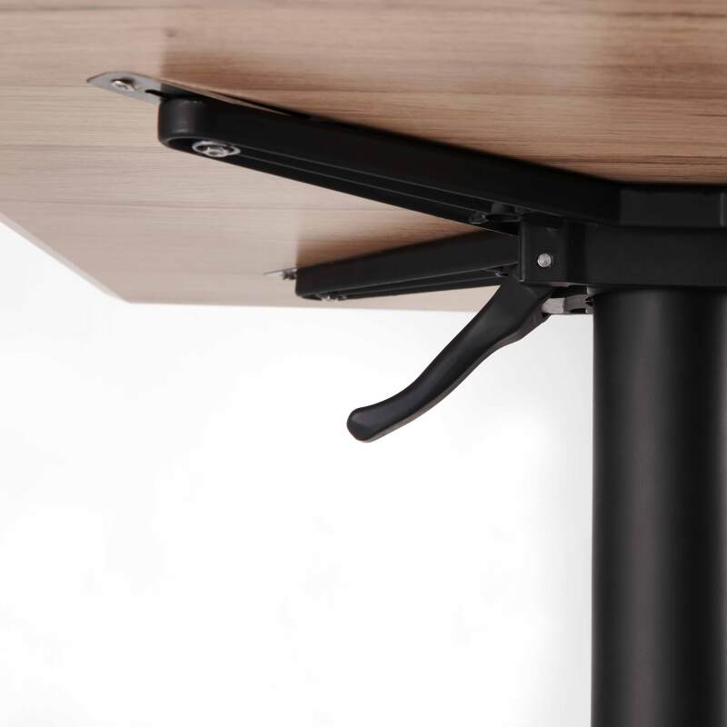 Tavolo inclinabile in laminato 60x60 cm con gamba nera e sedie in metallo