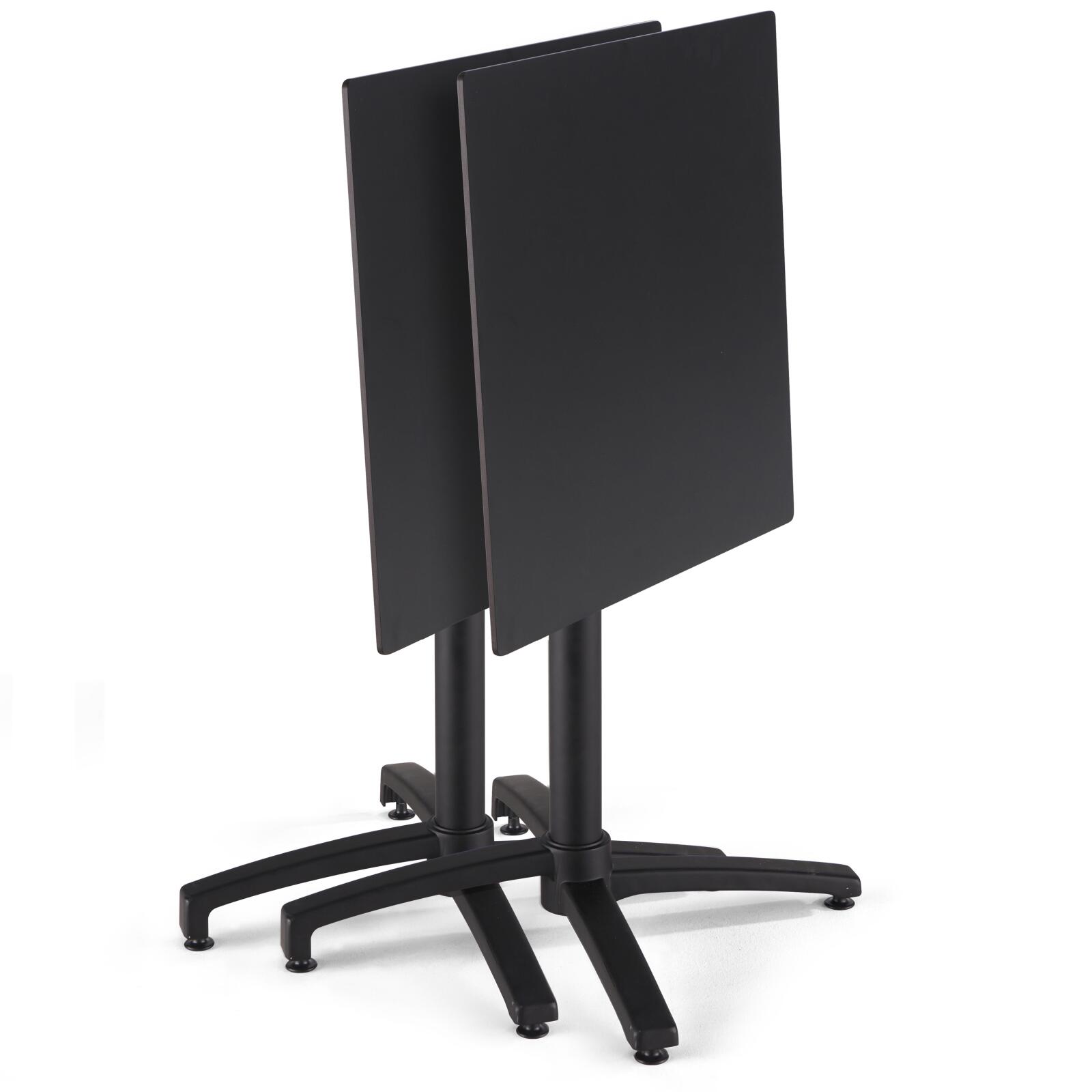 Tavolo inclinabile in laminato 60x60 cm con gamba nera e sedie in metallo