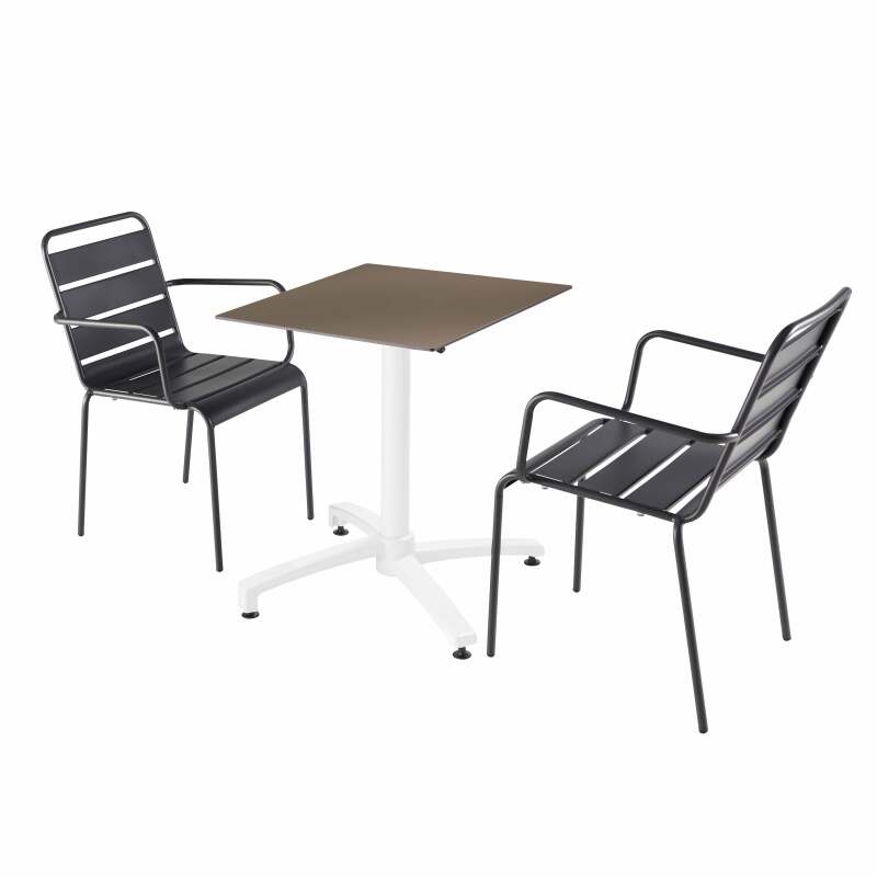 Tavolo inclinabile in laminato 60x60 cm con base bianca e sedie in metallo
