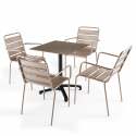 Tavolo inclinabile in laminato 70x70 cm con gamba nera e sedie in metallo