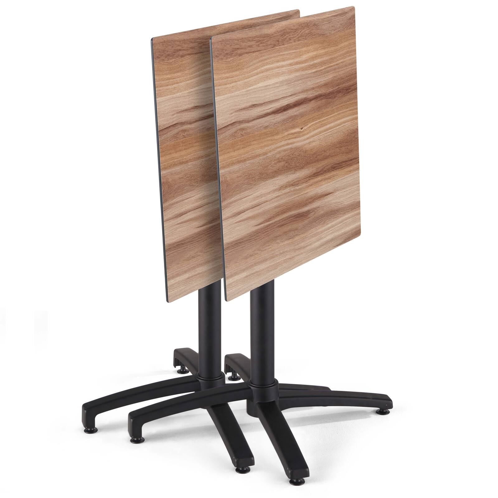 Tavolo inclinabile in laminato 70x70 cm con gamba nera e sedie in metallo