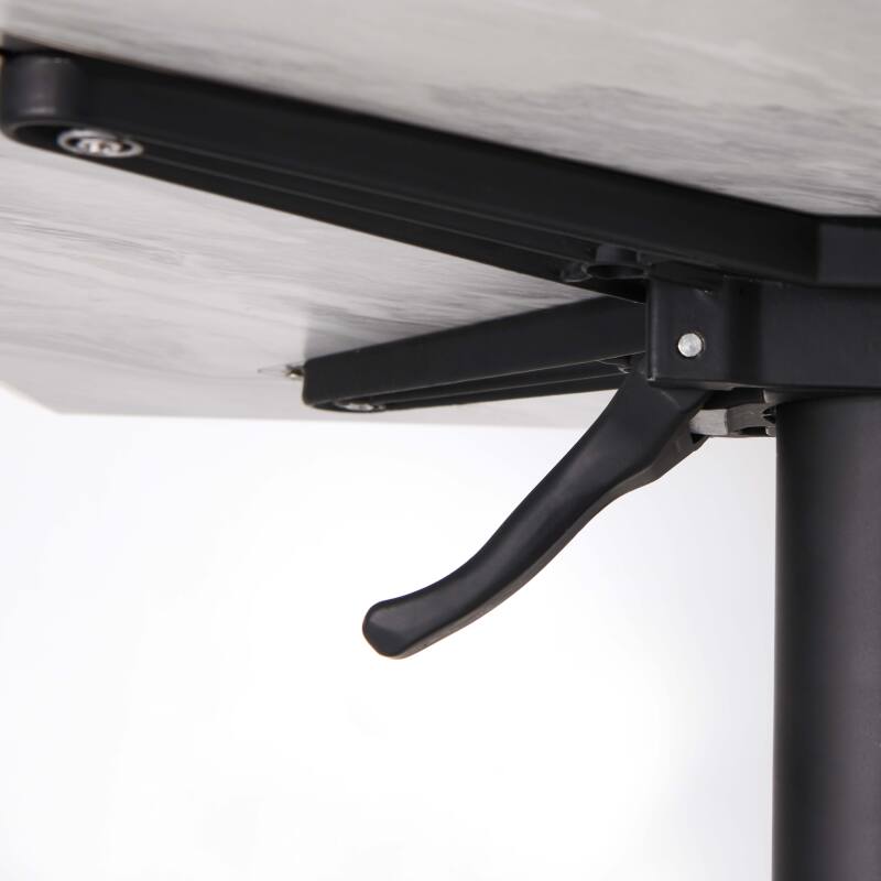 Tavolo inclinabile in laminato 70x70 cm con gamba nera e sedie in metallo