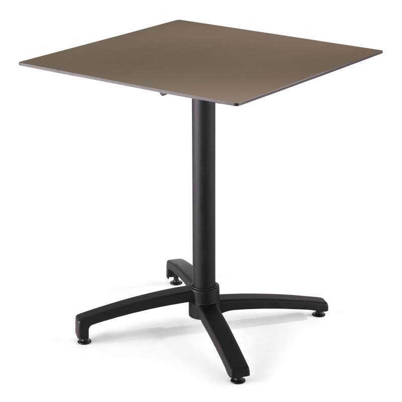 Tavolo inclinabile in laminato 70x70 cm con gamba nera e sedie in metallo