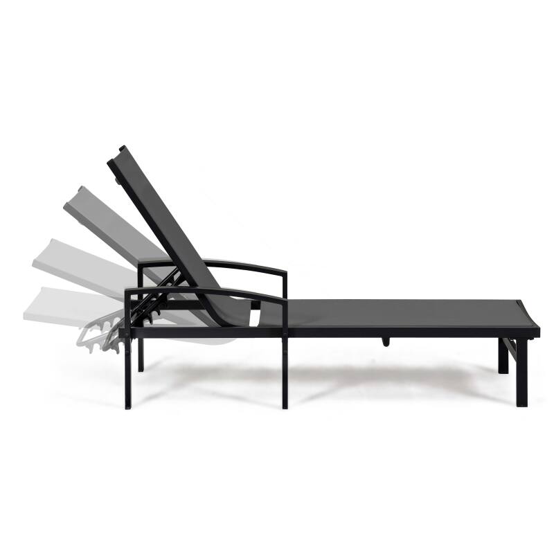 Set di 2 lettini prendisole con braccioli, reclinabili in 5 posizioni