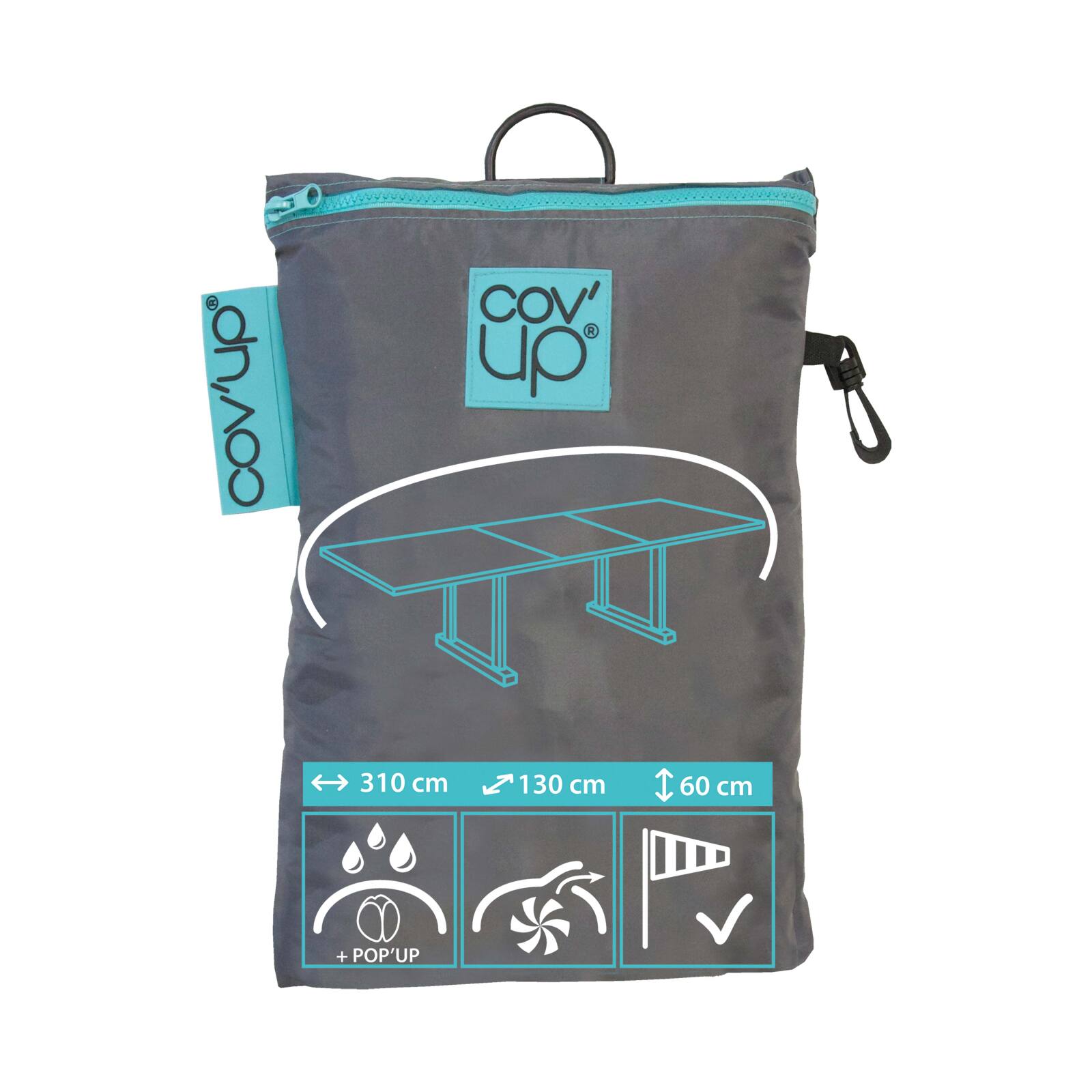 Copertura per mobili da giardino 310 x 130 x 60 cm grigio Copertura per mobili da giardino 310 x 130 x 60 cm grigio