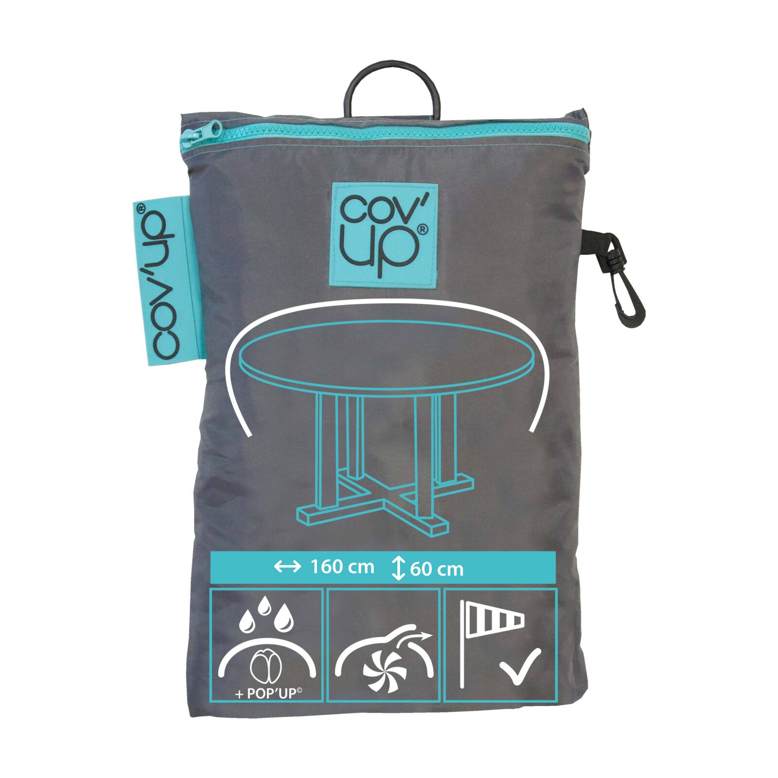 Copertura per mobili da giardino diametro 160 x 60 cm grigio