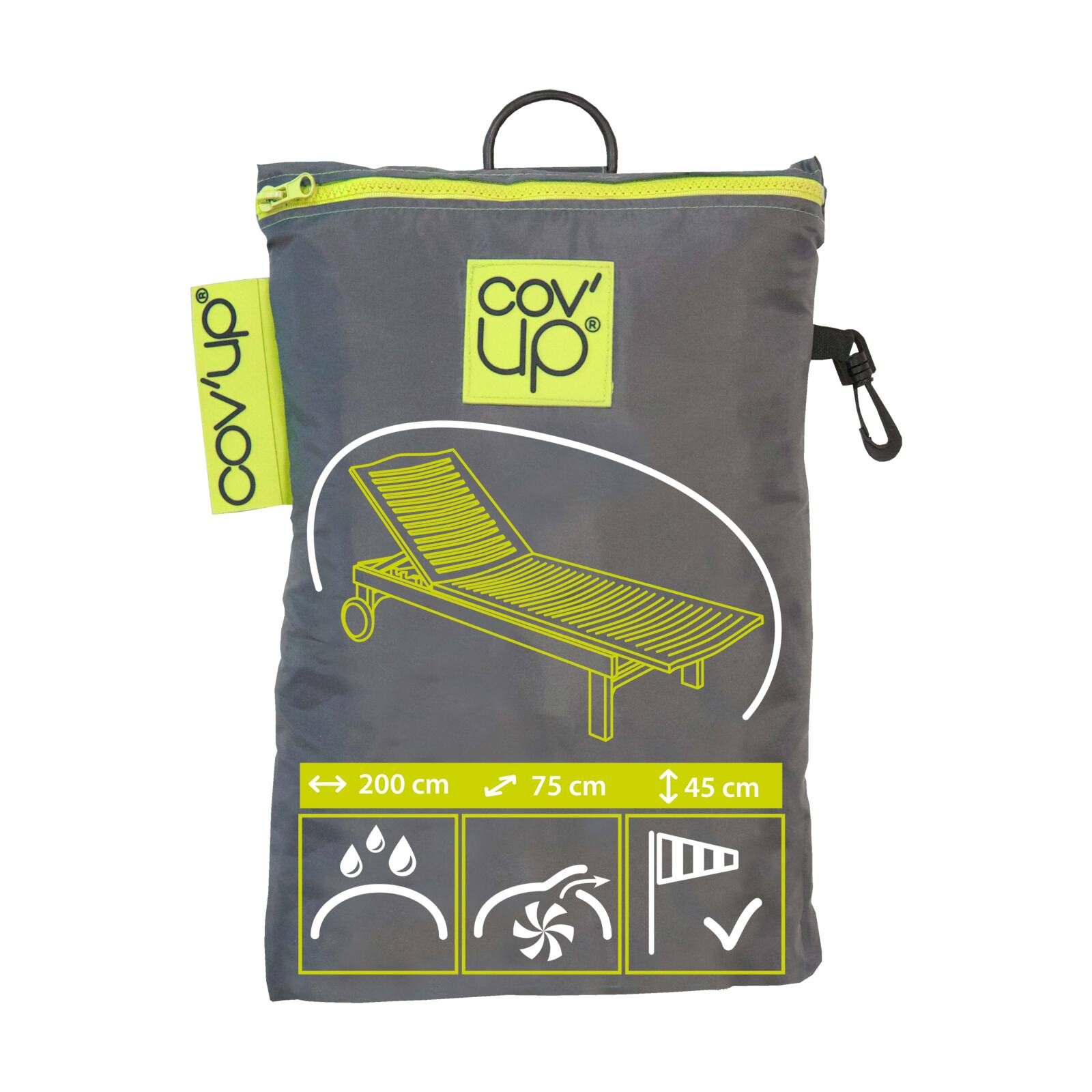 Copertura per lettino prendisole 200 x 75 cm grigia