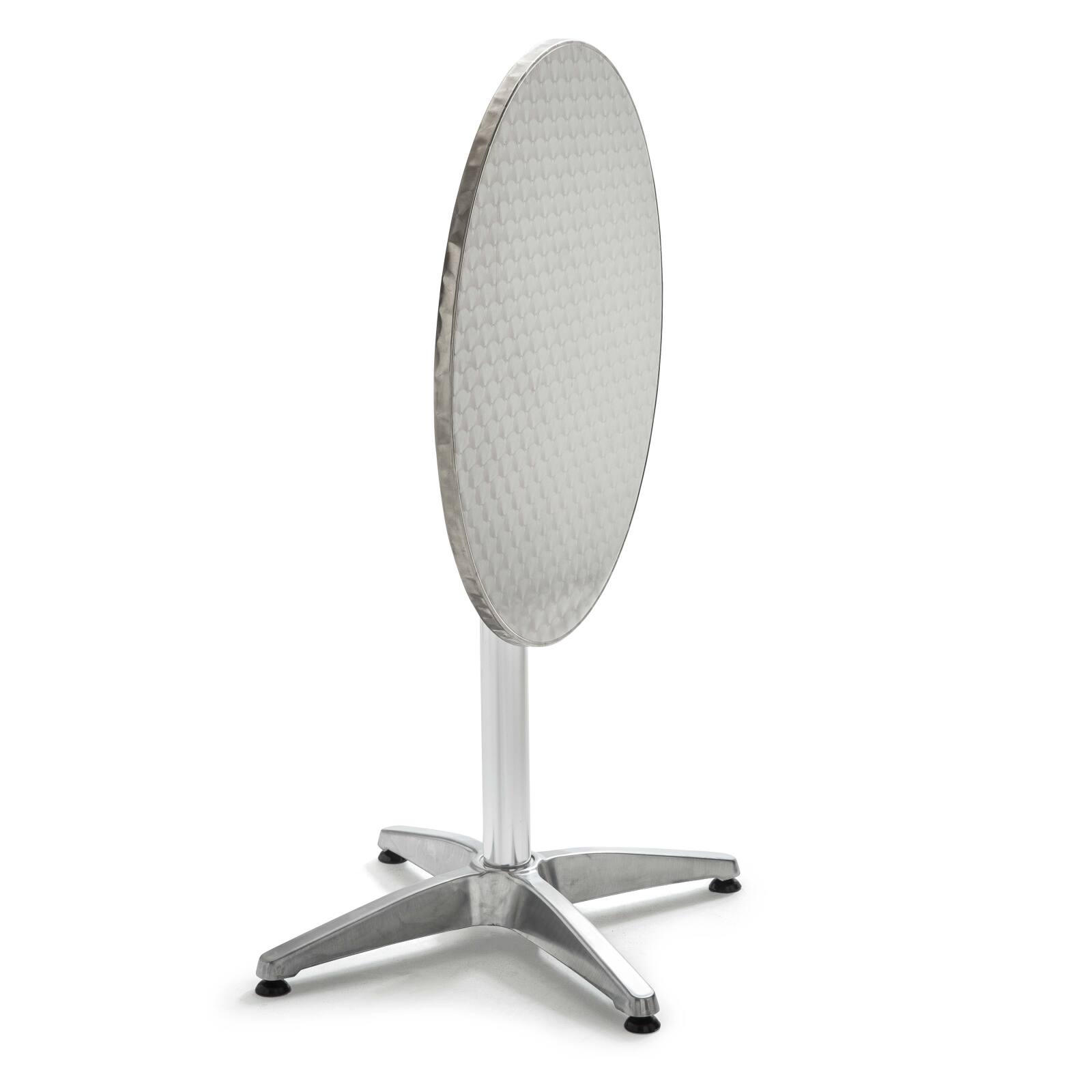 Tavolo da giardino rotondo Ø70 cm reclinabile e 4 sedie con braccioli in alluminio e resina