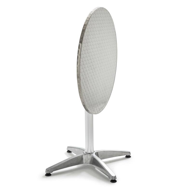 Tavolo da giardino rotondo Ø70 cm reclinabile e 4 sedie con braccioli in alluminio e resina