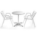 Tavolo da giardino rotondo Ø70 cm in alluminio reclinabile + 2 sedie con braccioli