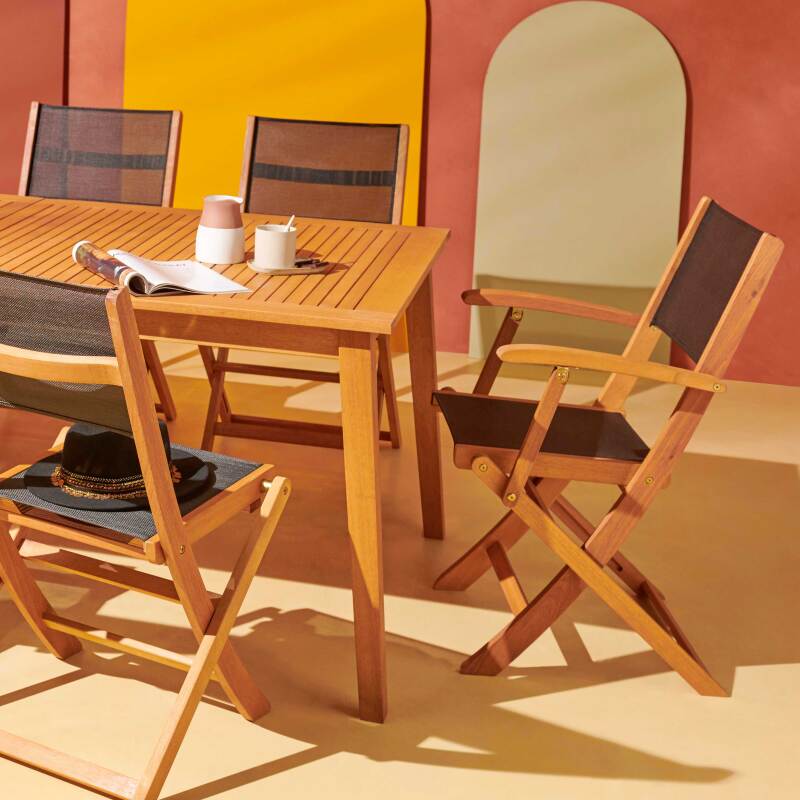 Set di 2 sedie da giardino pieghevoli in legno FSC® con braccioli