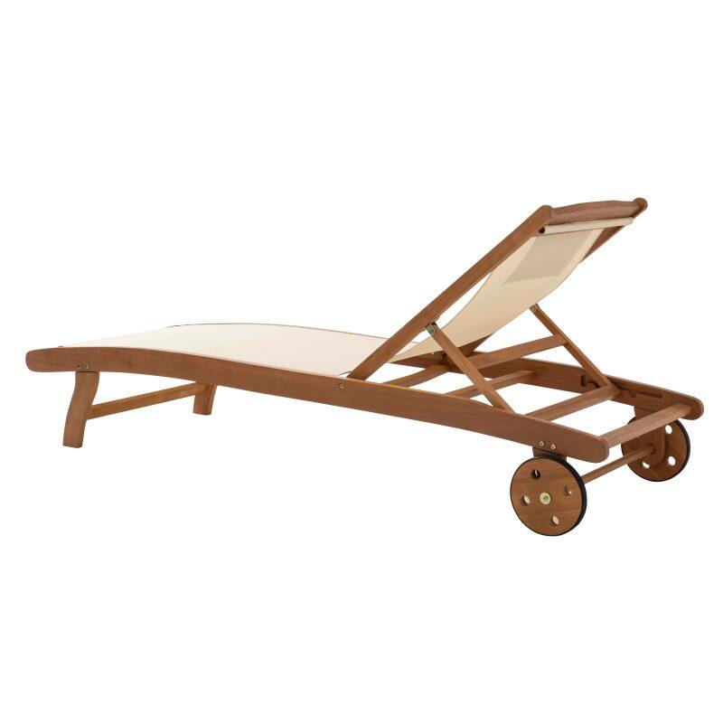 Set di 2 lettini prendisole reclinabili in legno FSC® con ruote (2/6)