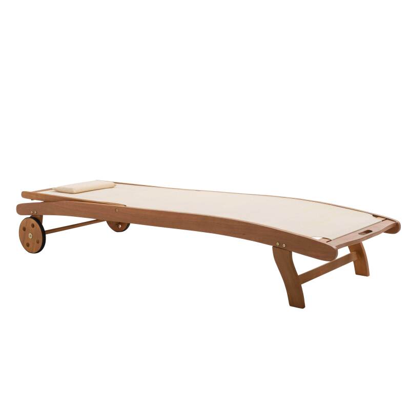 Set di 2 lettini prendisole reclinabili in legno FSC® con ruote (3/6)