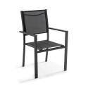 Tavolo da giardino rettangolare 180 x 90 cm piano in vetro con 6 sedie e 2 sedie con braccioli