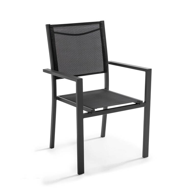 Tavolo da giardino rettangolare 180 x 90 cm piano in vetro con 6 sedie e 2 sedie con braccioli