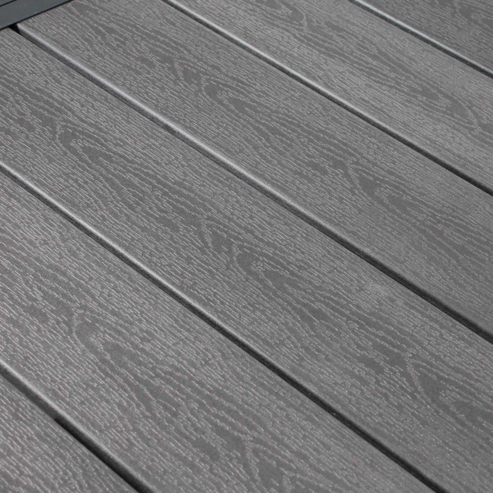 Tavolo da giardino rettangolare allungabile in alluminio/polywood con 8 sedie e 2 sedie con braccioli