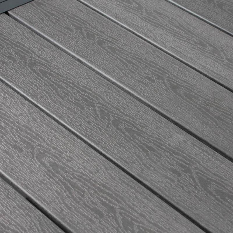 Tavolo da giardino rettangolare allungabile in alluminio/polywood con 8 sedie e 2 sedie con braccioli