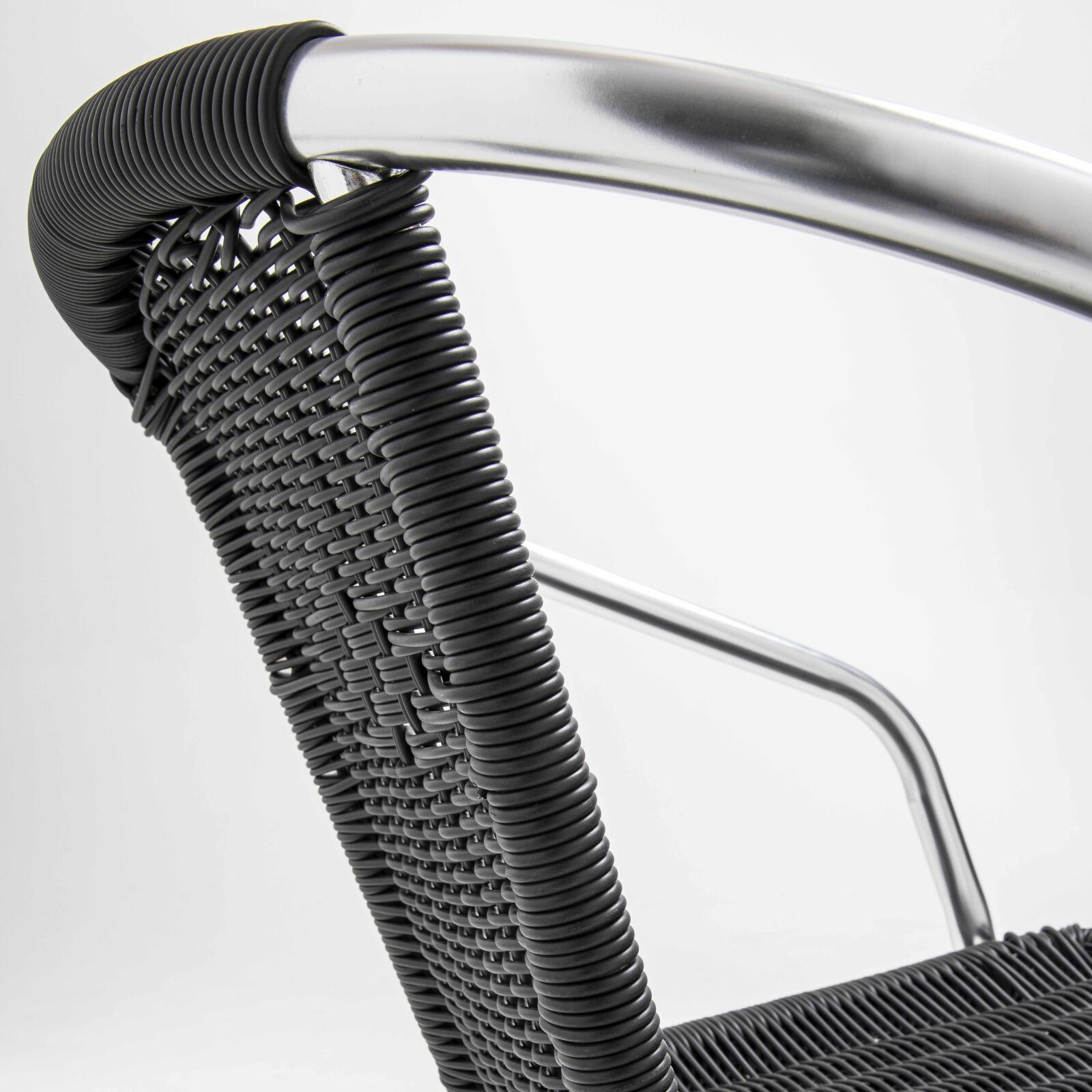 Set di 4 sedie da giardino con braccioli in alluminio e resina