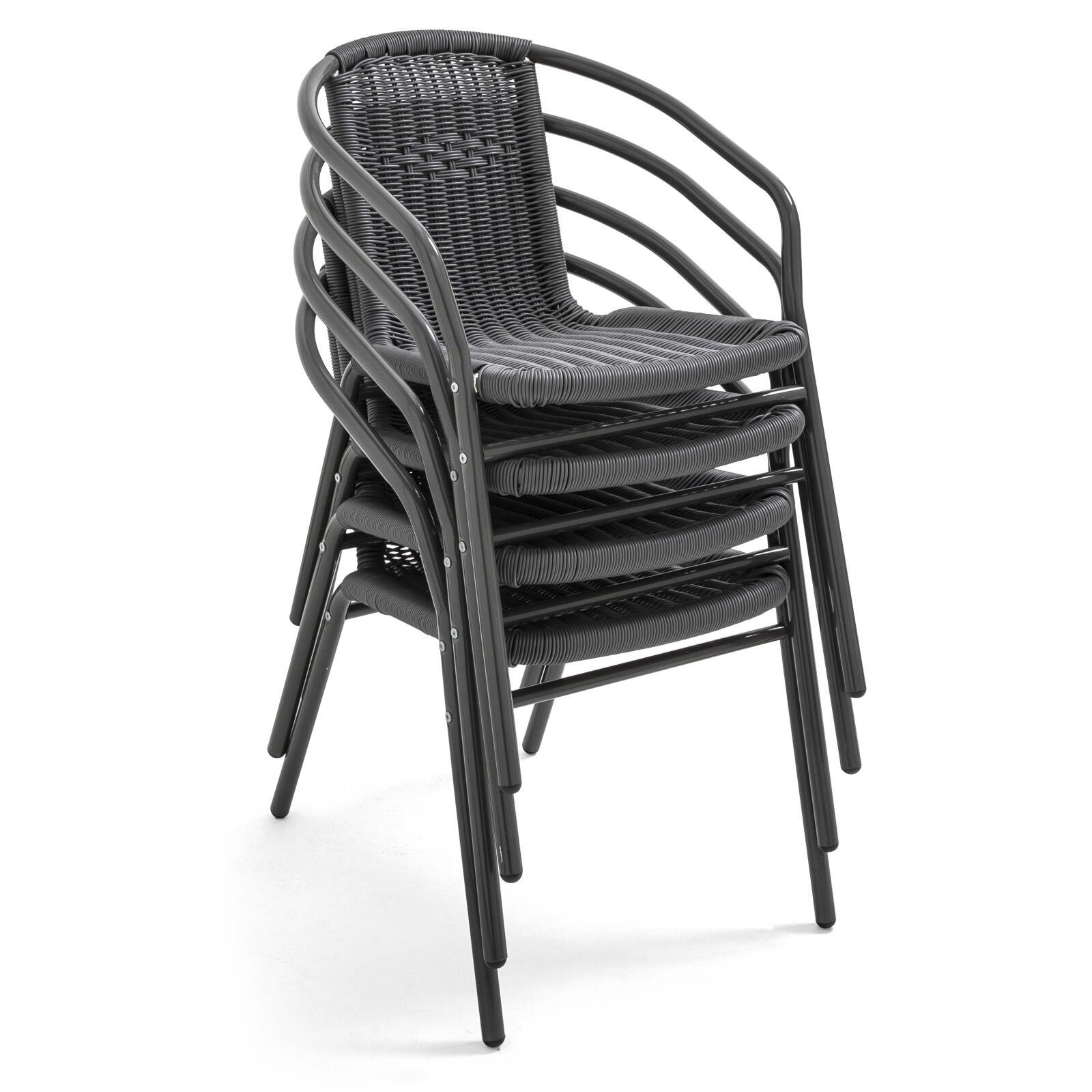 Set di 4 sedie da giardino con braccioli in alluminio e resina