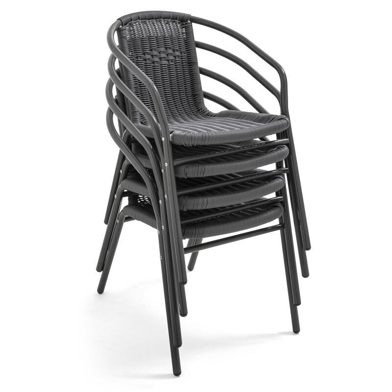 Set di 4 sedie da giardino con braccioli in alluminio e resina