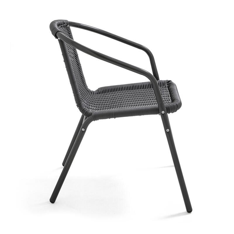 Set di 4 sedie da giardino con braccioli in alluminio e resina