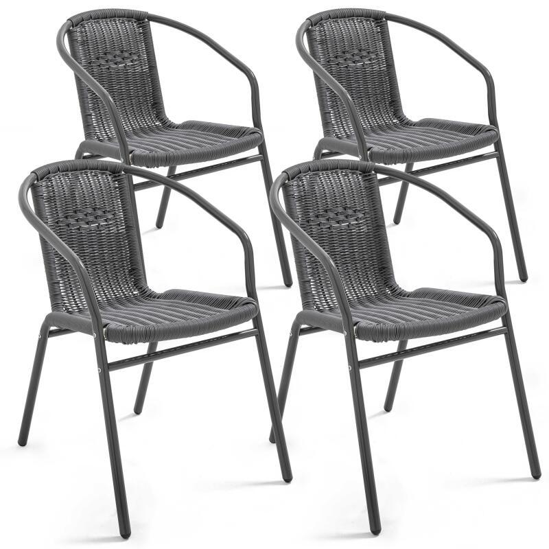 Set di 4 sedie da giardino con braccioli in alluminio e resina