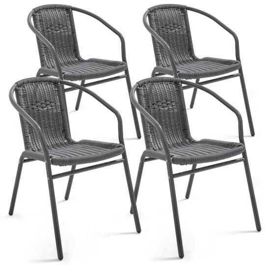 Set di 4 sedie da giardino con braccioli in alluminio e resina