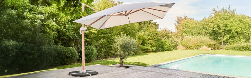 ombrellone a braccio in alluminio effetto legno