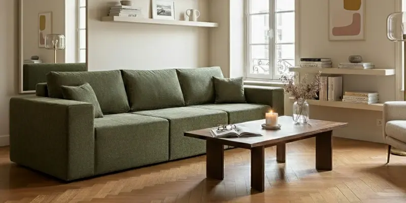 Divano modulare 3 posti verde