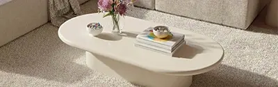 tavolino da salotto compatto per piccoli spazi ovale