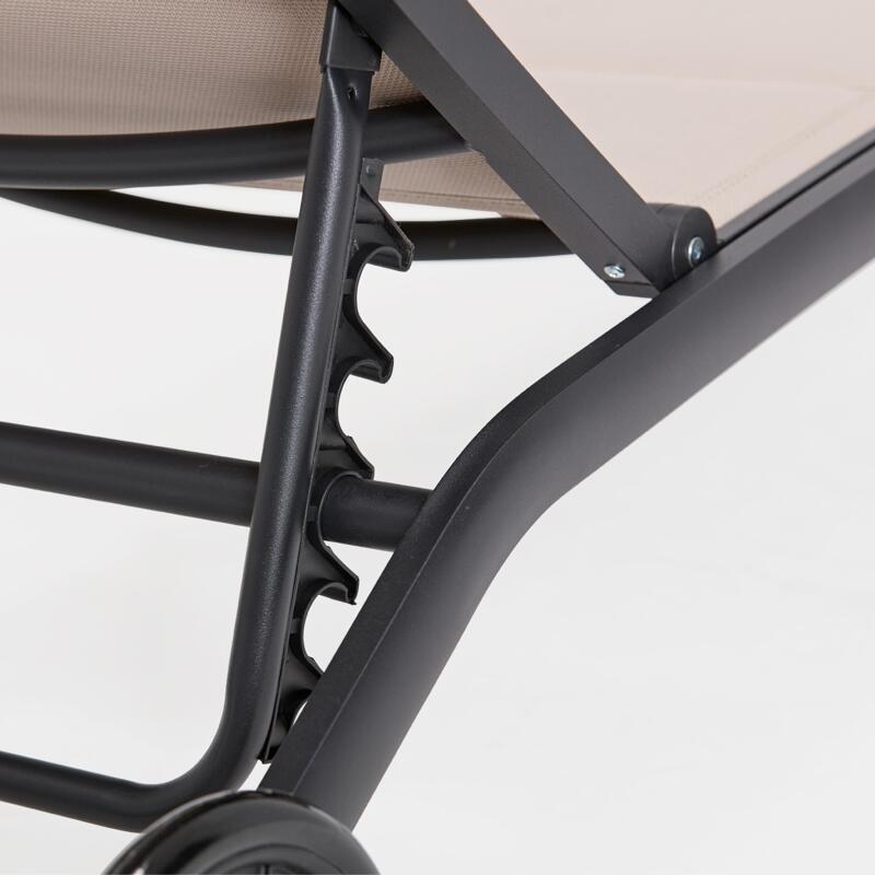 Set di 2 lettini prendisole in alluminio con ruote, reclinabili in 4 posizioni (4/6)