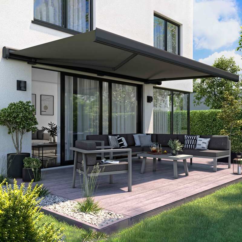 Tenda da sole motorizzata con cassonetto integrale 5x3 m con illuminazione LED - Lifestyle