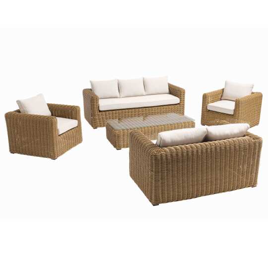 Salotto da giardino basso 7 posti in resina intrecciata | Oviala