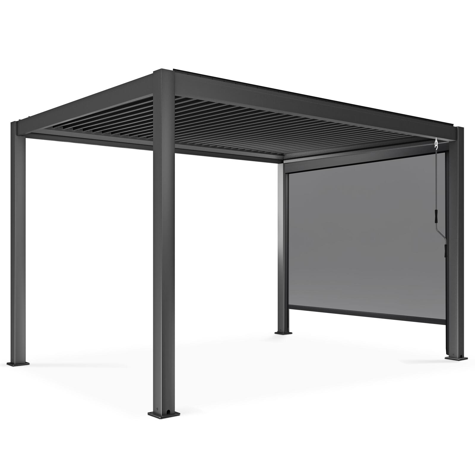 Pergola bioclimatica autoportante in alluminio di 3x4 m con 1, 2 o 3 tende da sole