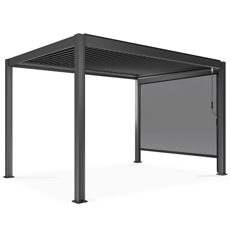Pergola bioclimatica autoportante in alluminio di 3x4 m con 1, 2 o 3 tende da sole