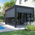 Pergola bioclimatica 4x3 m autoportante manuale in alluminio grigio antracite con tenda - Lifestyle